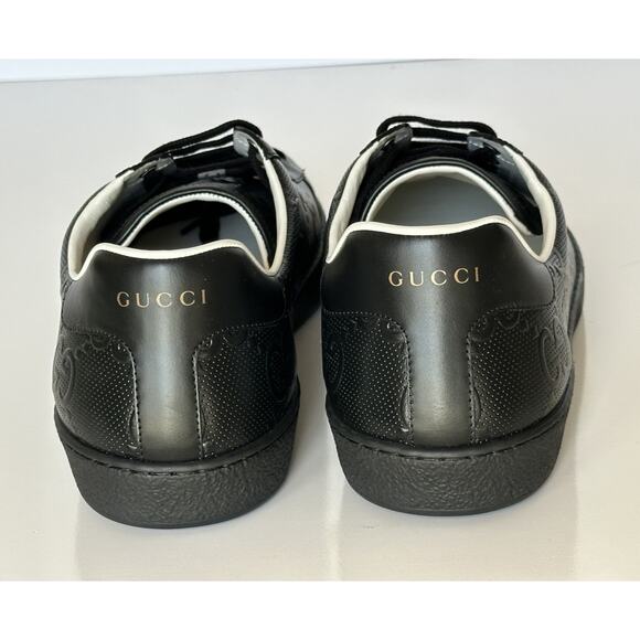 Gucci Men’s GG Embossed Leather Black Sneakers 15.5 US (15 Gucci) 625787 IT NIB - Picture 10 of 16